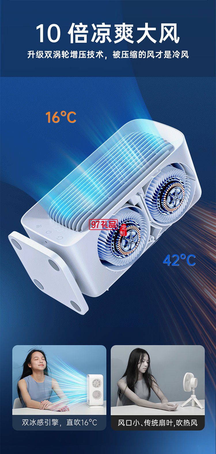 桌面電風扇空調(diào)扇制冷小風炮塔扇靜音USB風扇臺式便攜充電辦公宿舍搖頭